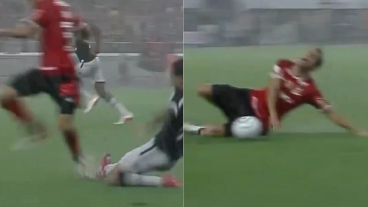 Marcelinho leva amarelo após entrada dura em Joaquín Freitas no duelo entre Remo e Flamengo