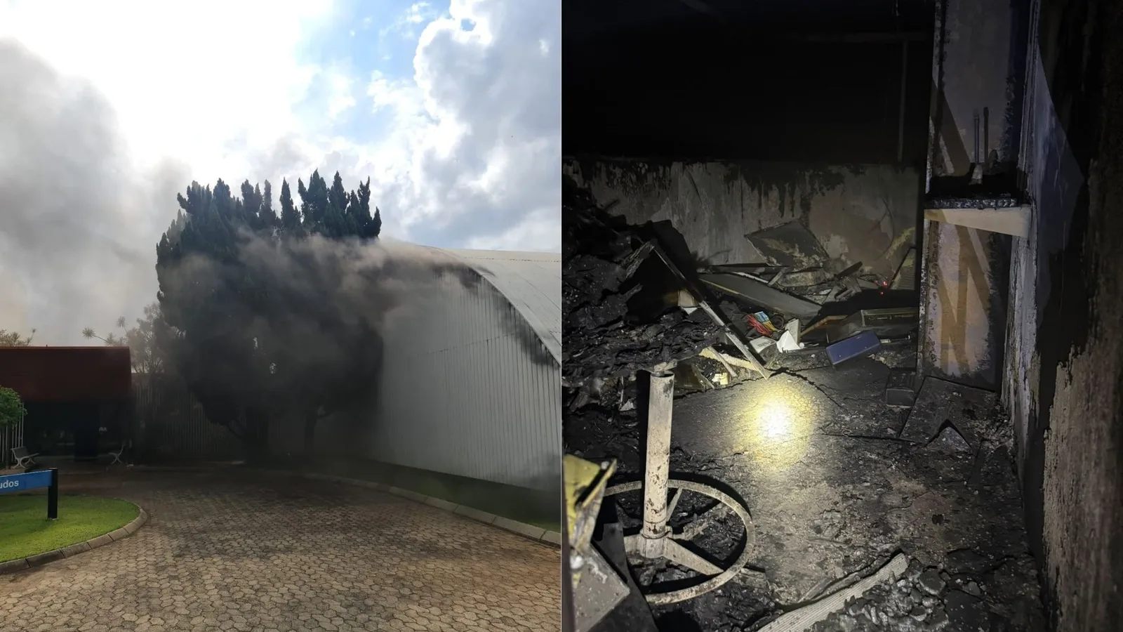 Bombeiros controlam incêndio em auditório de unidade hospitalar
