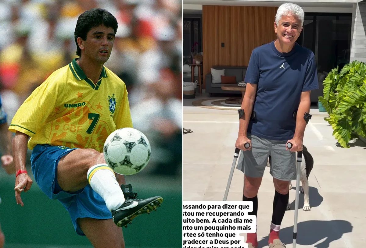 Bebeto aparece de muletas e diz que está se recuperando bem