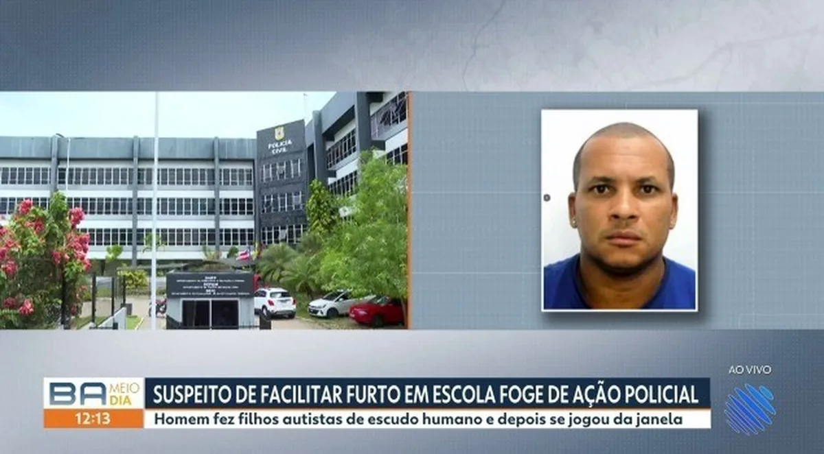 Suspeito de furtar materiais de escola foge após usar filhos como escudo em Salvador