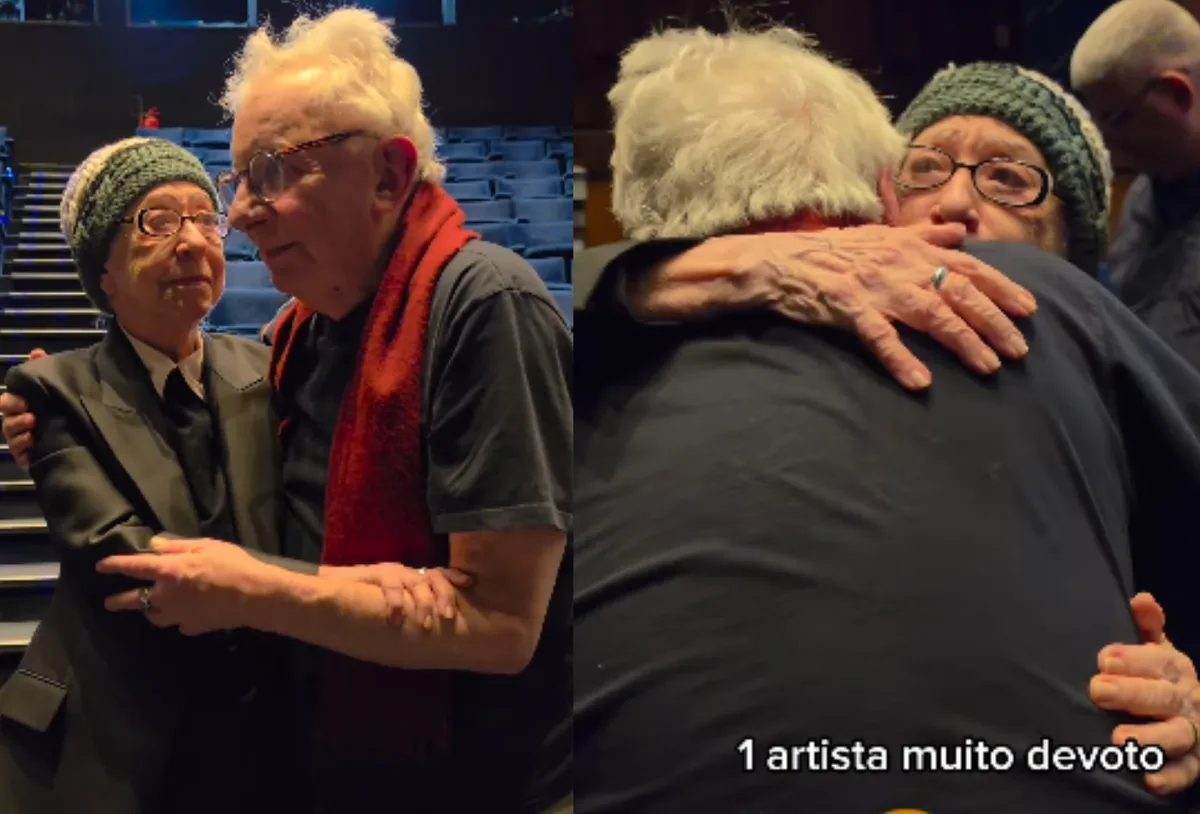 Fernanda Montenegro se emociona ao reencontrar Marco Nanini no teatro
