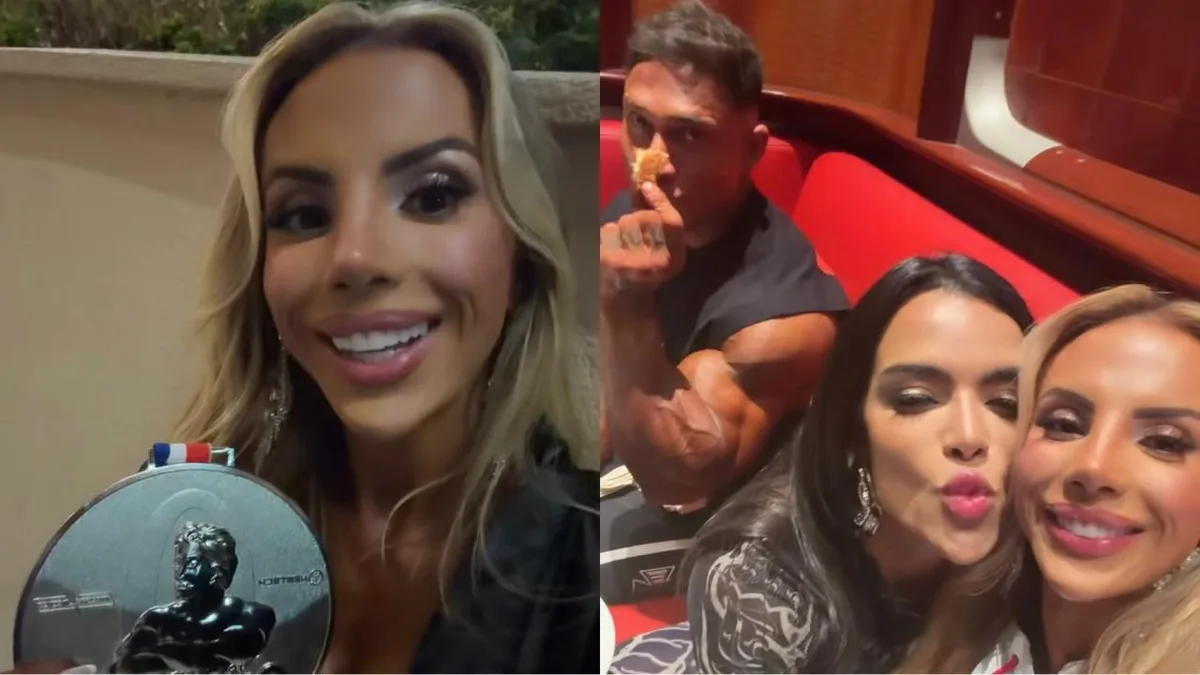 Isa Pereira celebra vice no Mr. Olympia após jantar com Ramon Dino