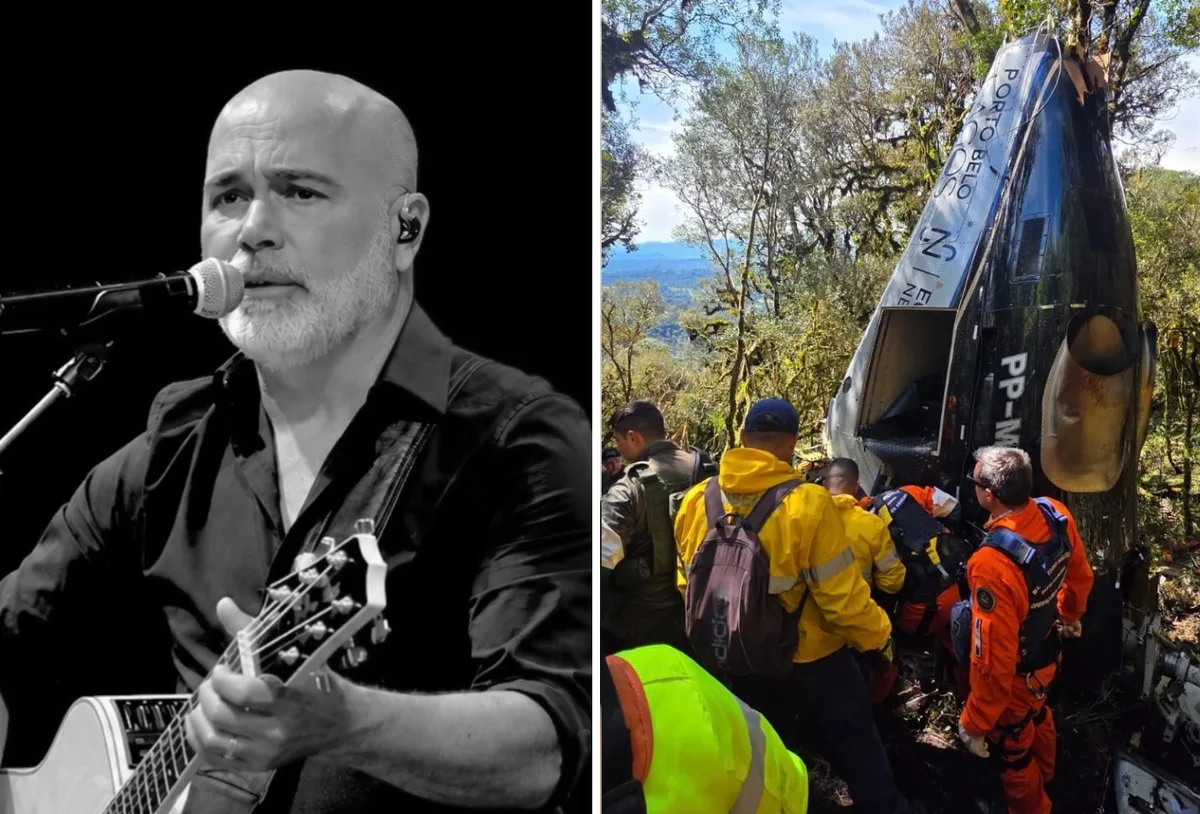 Cinco corpos são retirados de helicóptero que caiu em Urubici, em SC
