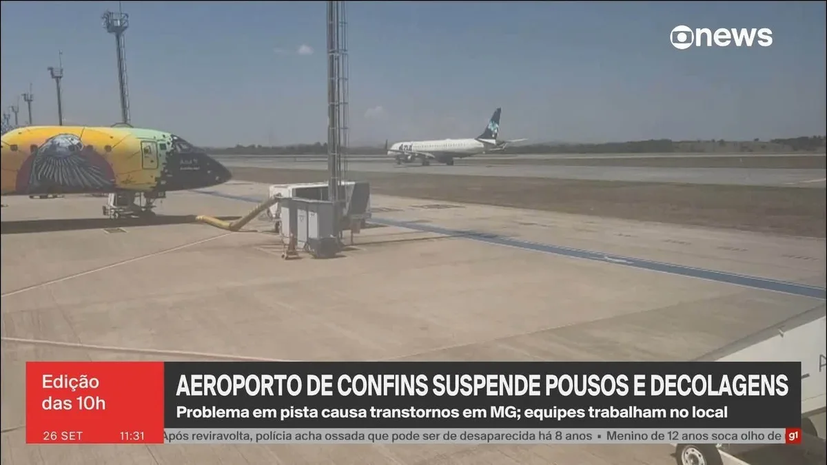 Intervenção na pista afeta voos e mantém aeroporto de Confins fechado