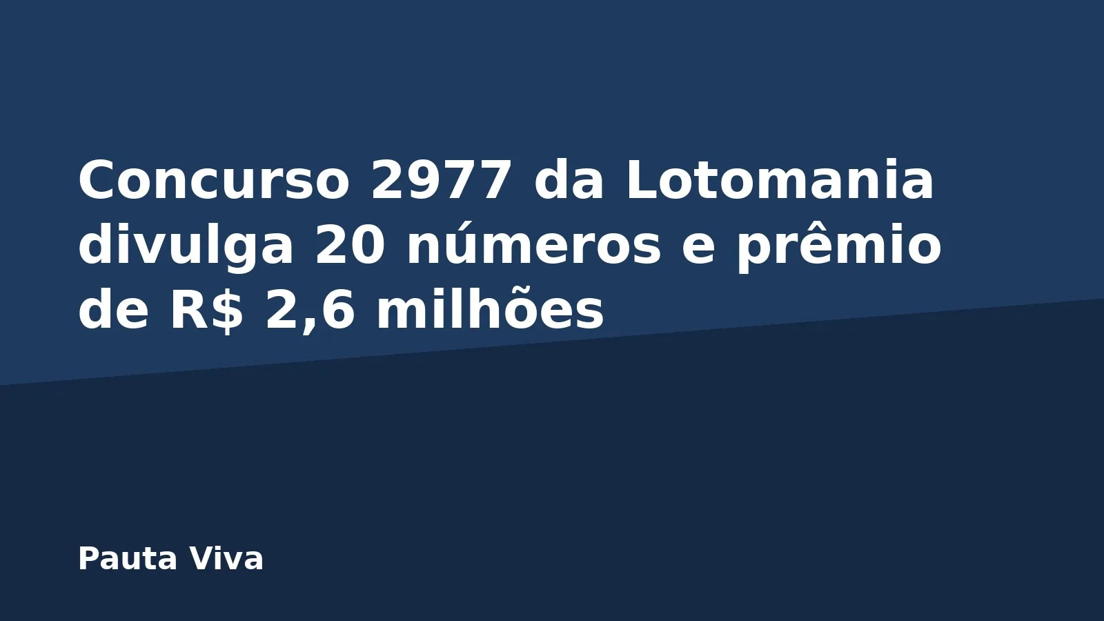 Concurso 2977 da Lotomania divulga 20 números e prêmio de R$ 2,6 milhões
