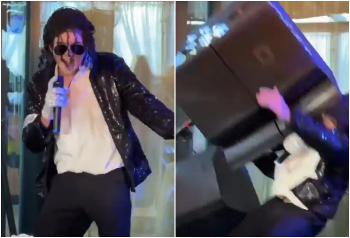Sósia de Michael Jackson é atingido por caixa de som durante apresentação
