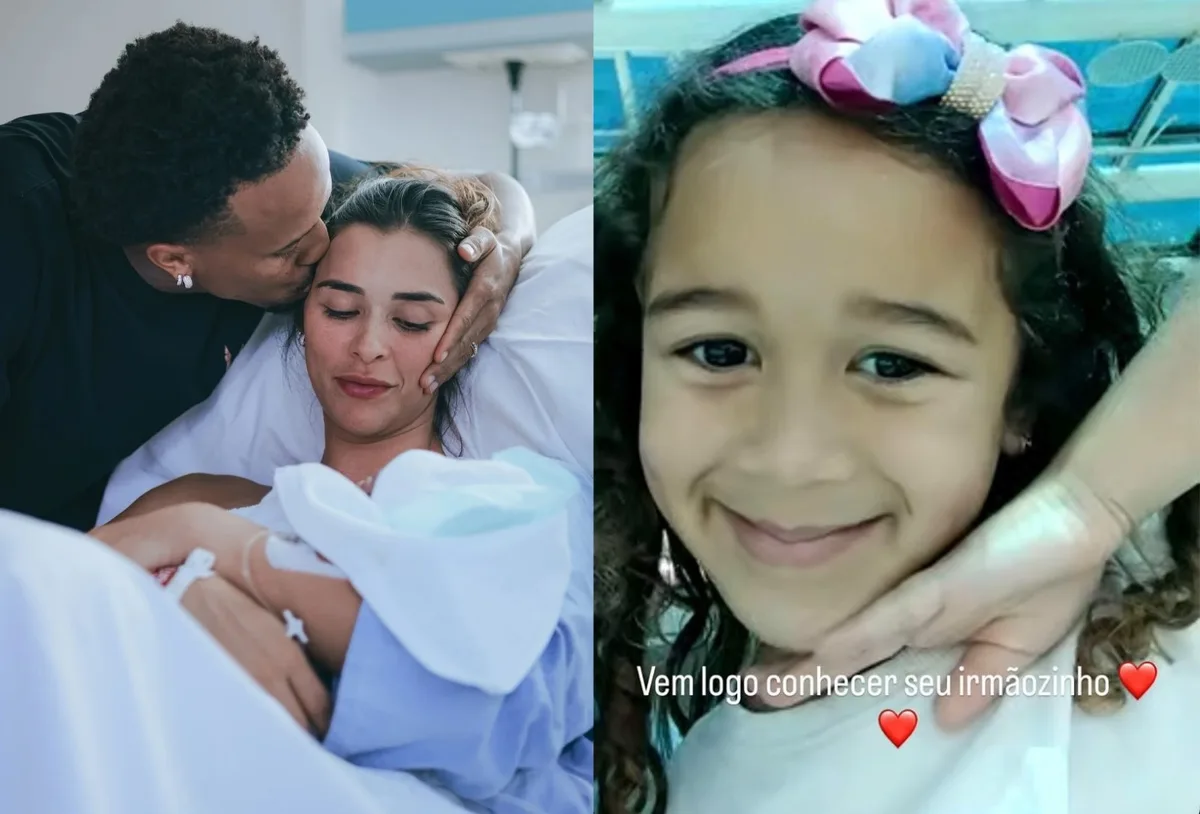 Eder Militão convida filha para conhecer o irmão recém-nascido