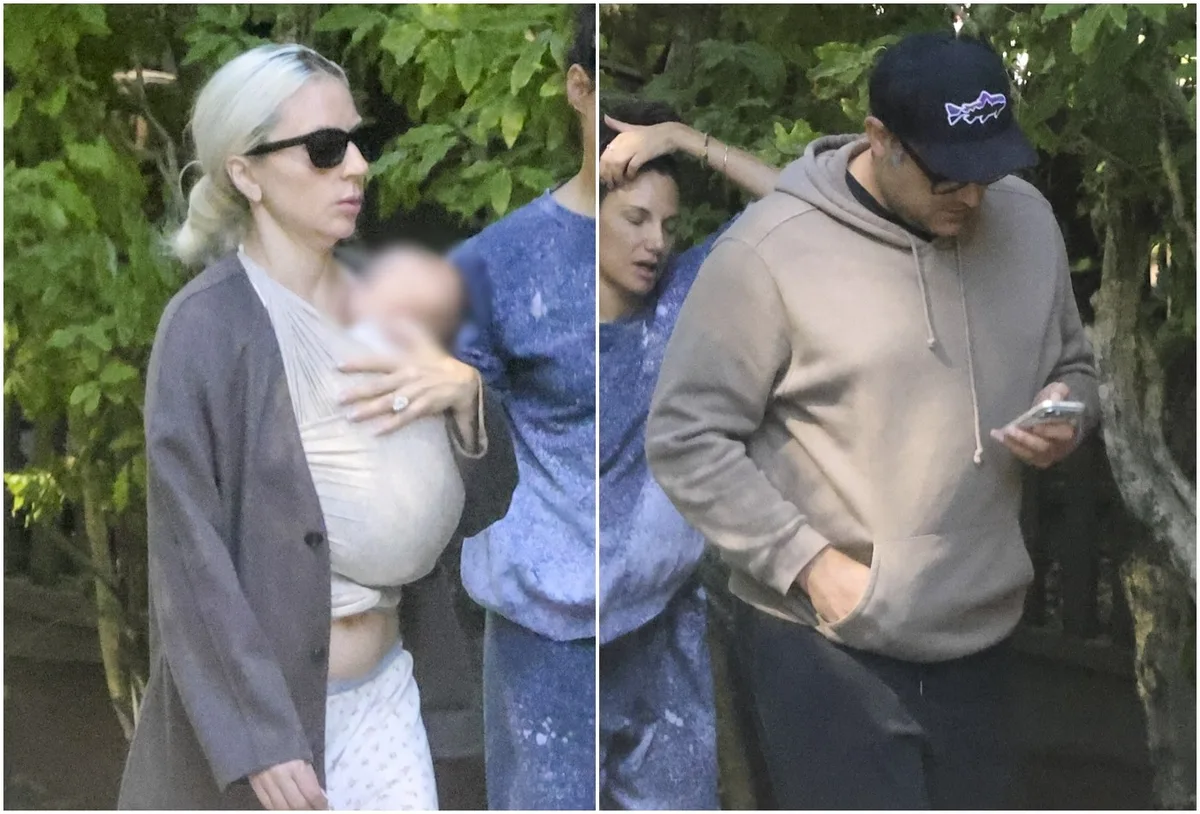 Lady Gaga é fotografada com o filho durante passeio na Califórnia