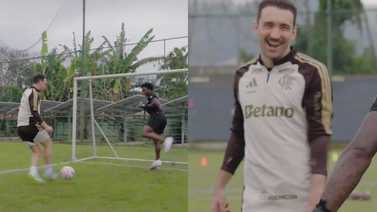 Léo Ortiz vence Zay Flowers em disputa de futebol antes de jogo da NFL no Rio