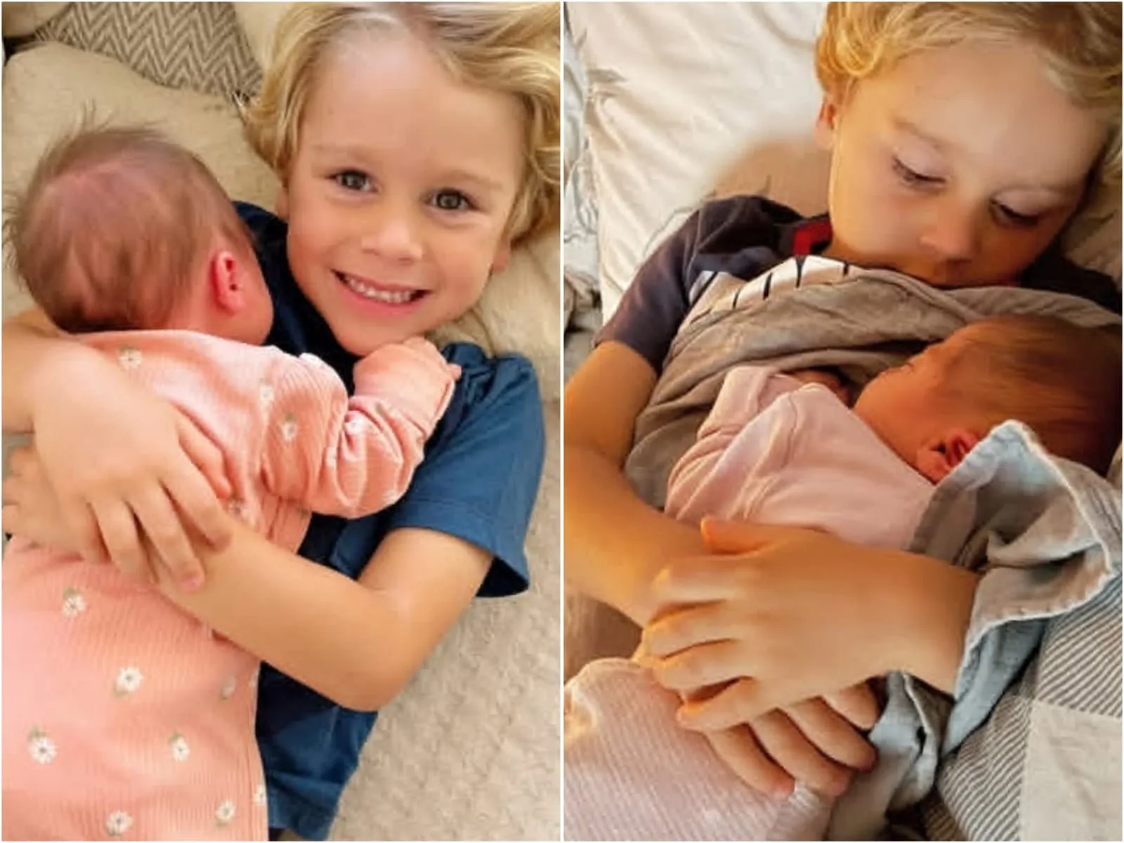 Théo aparece com a irmã Marina no colo em fotos compartilhadas pelos pais