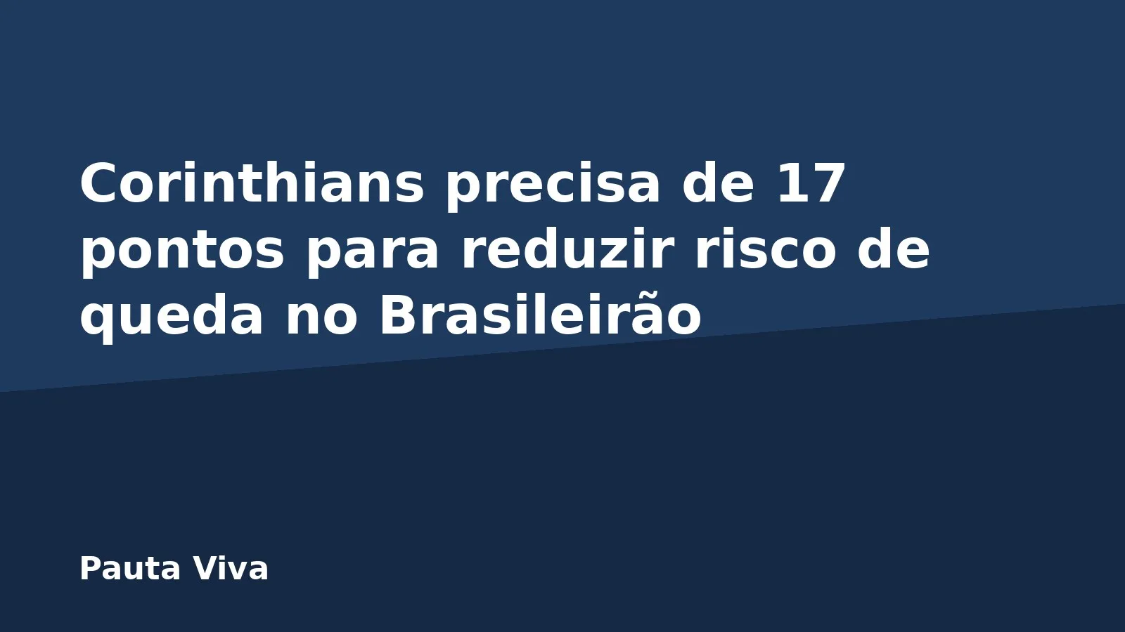 Corinthians precisa de 17 pontos para reduzir risco de queda no Brasileirão