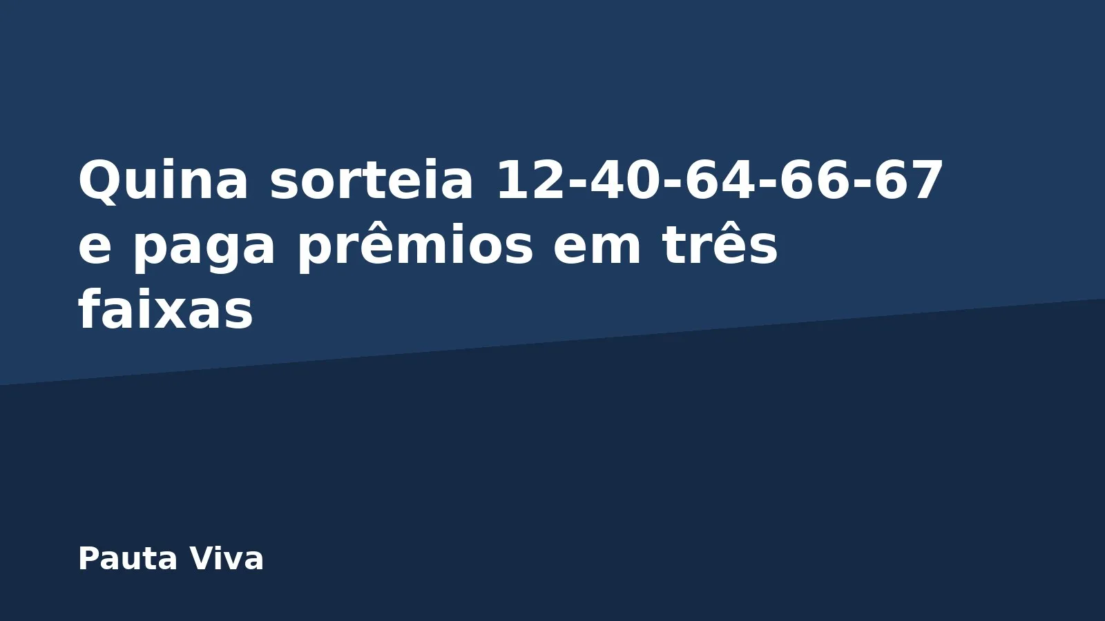 Quina sorteia 12-40-64-66-67 e paga prêmios em três faixas