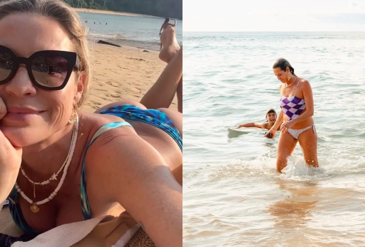 Luana Piovani compartilha momentos com os filhos em Fernando de Noronha