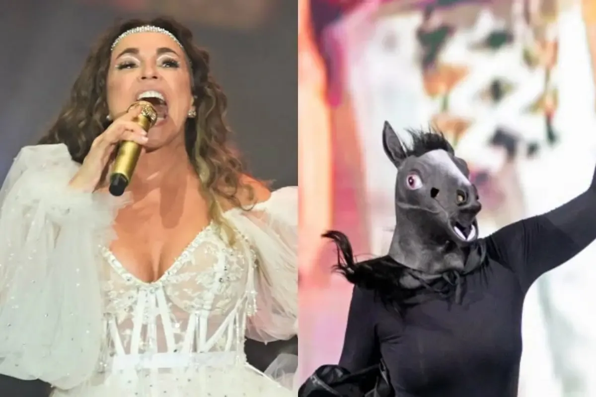 Fantasia de cavalo distribui dinheiro falso durante show no Rock in Rio