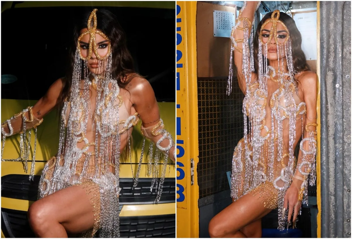 Bia Michelle usa look de R$ 70 mil no retorno como musa do Salgueiro