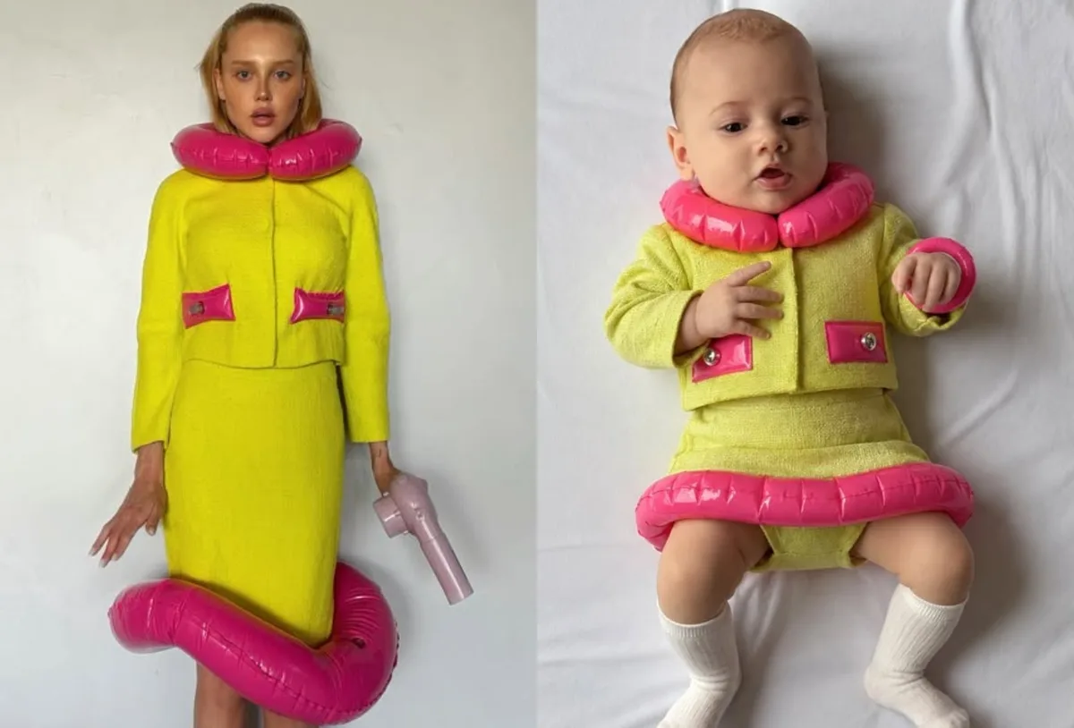 Malu Borges adapta criação da Moschino para bebê e mostra resultado nas redes